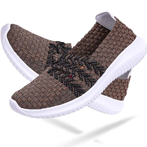Shoes - Woven Comfort Lightweight  Elasticized Shoe-Brown